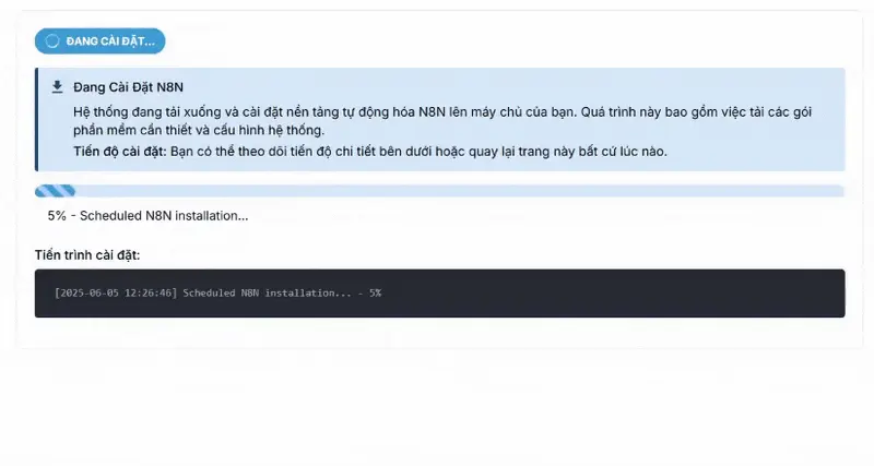 Theo dõi tiến trình cài đặt